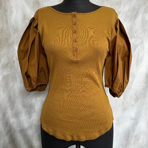 Ulla Johnson Mustard Button-Front Blouse